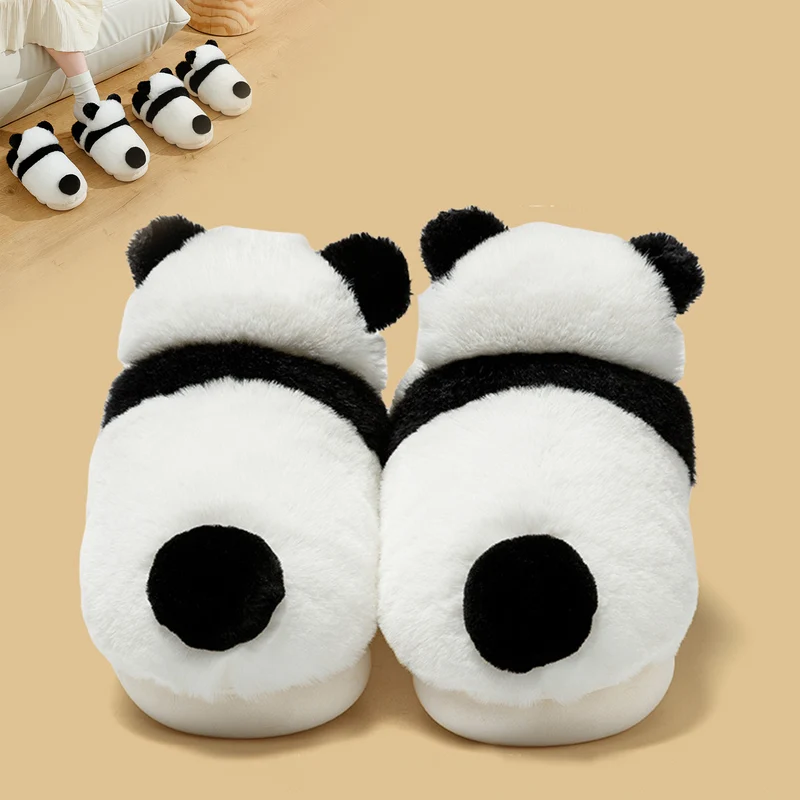 Plush Panda Tail Slippers