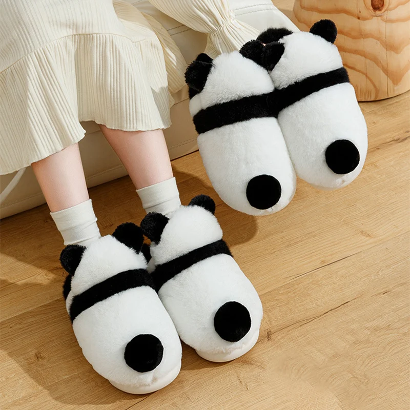 Plush Panda Tail Slippers