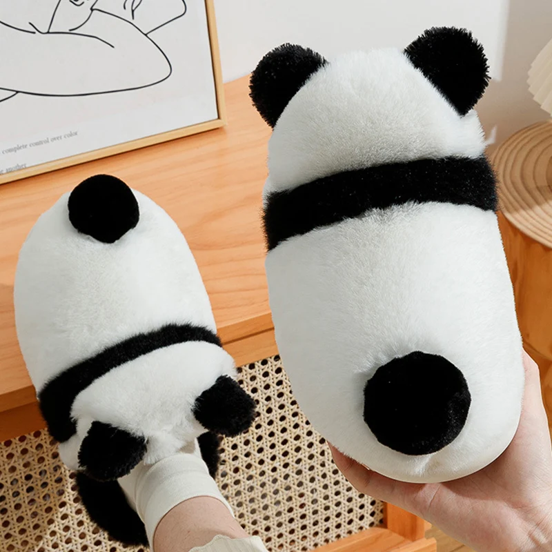 Plush Panda Tail Slippers