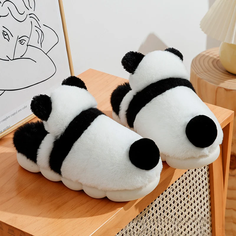 Plush Panda Tail Slippers