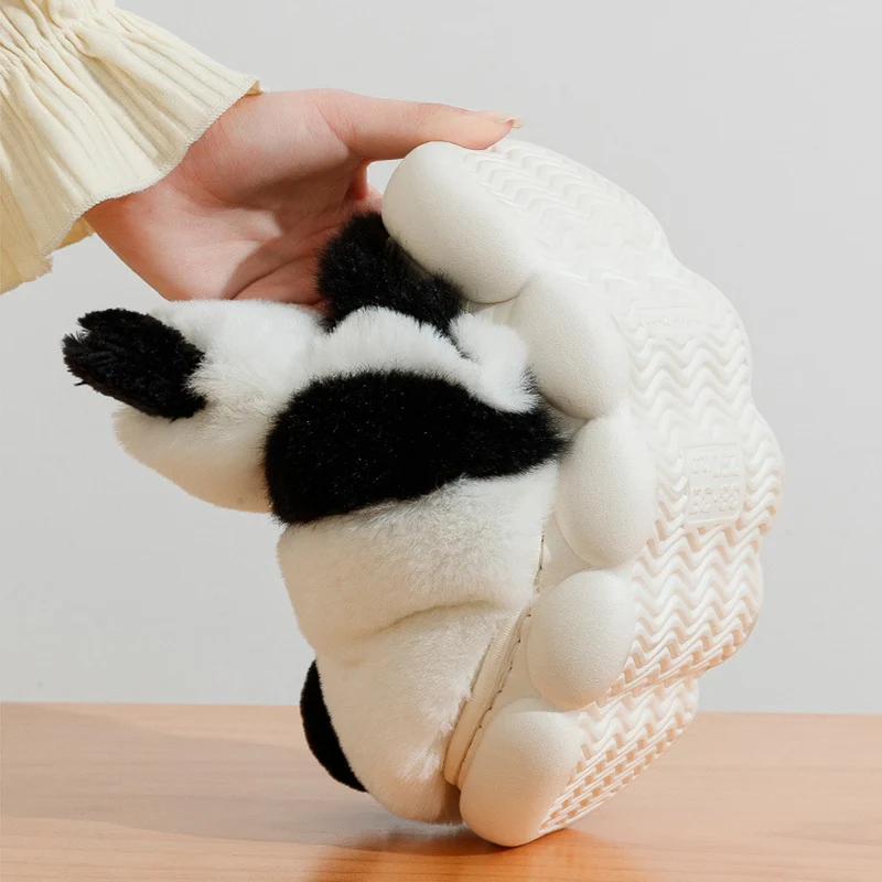 Plush Panda Tail Slippers