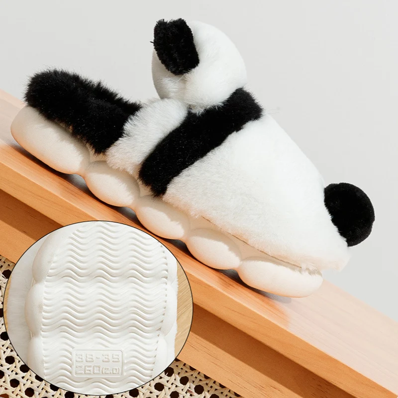 Plush Panda Tail Slippers