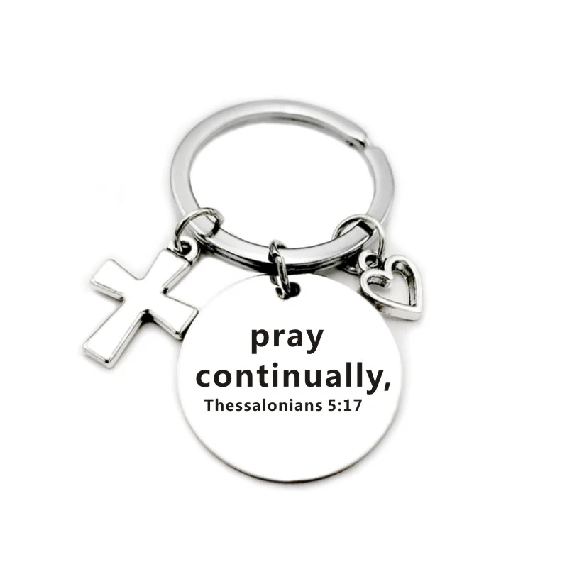 Bible Scripture Pendant Cross Heart Charms Keychain