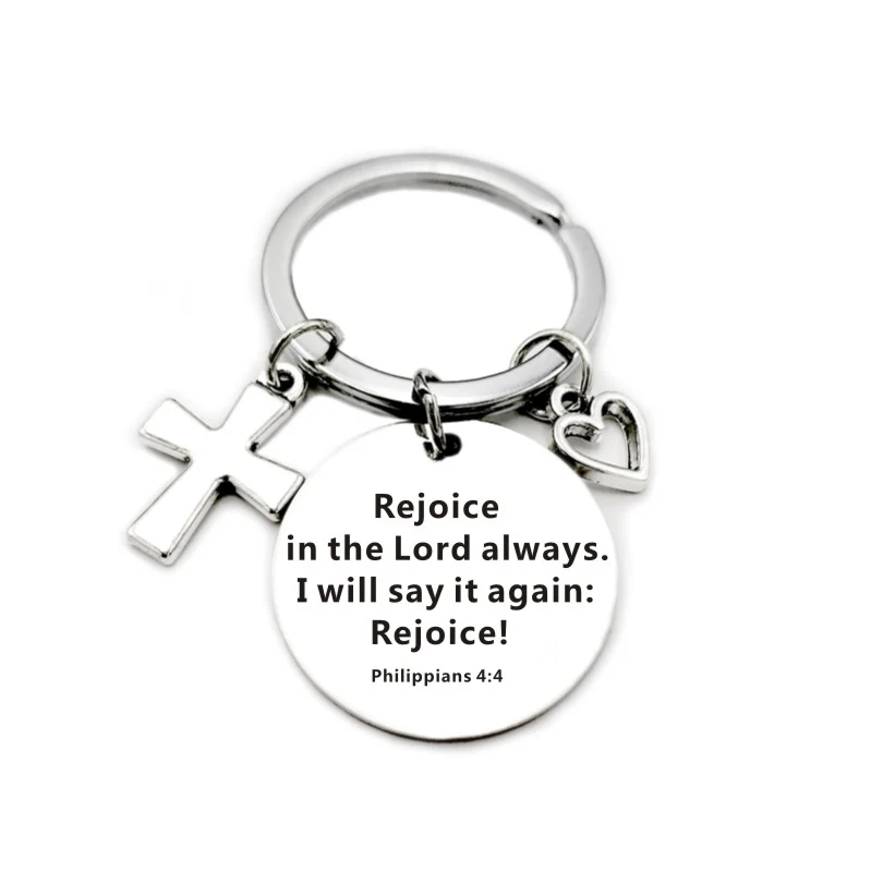 Bible Scripture Pendant Cross Heart Charms Keychain