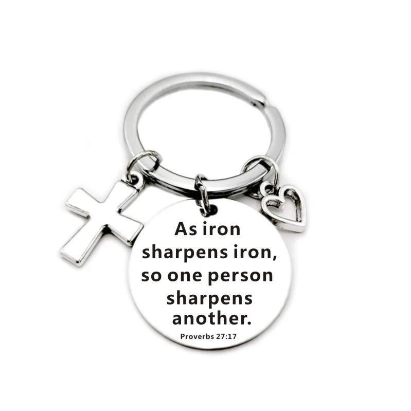 Bible Scripture Pendant Cross Heart Charms Keychain