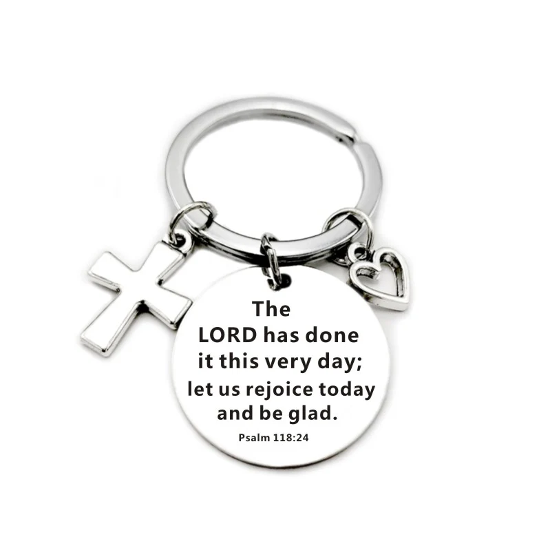 Bible Scripture Pendant Cross Heart Charms Keychain
