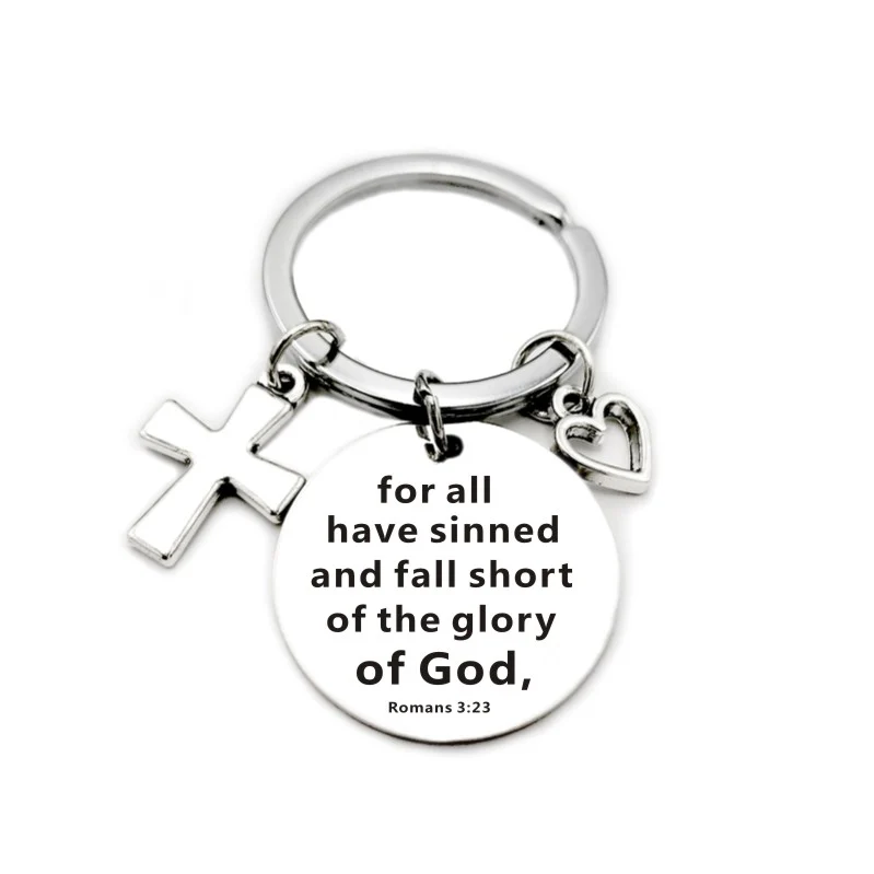 Bible Scripture Pendant Cross Heart Charms Keychain