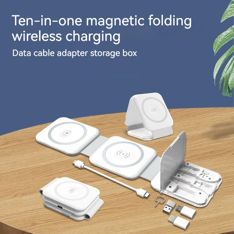 Multifunctional Three-in-one Folding Magnetic Phone Holder Charger