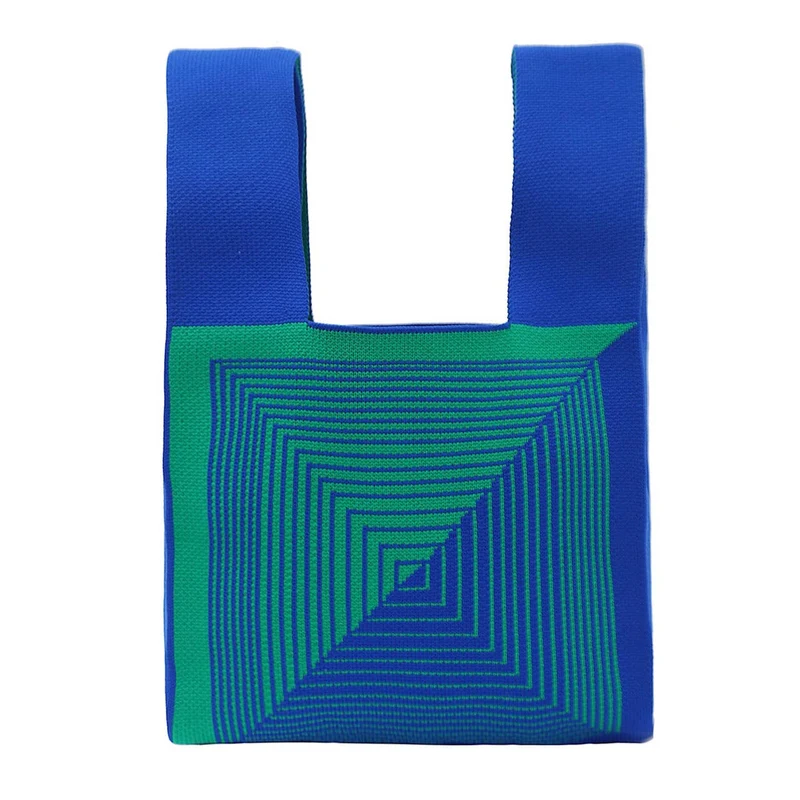 Mini Green & Blue Illusion Pattern Tote Bag