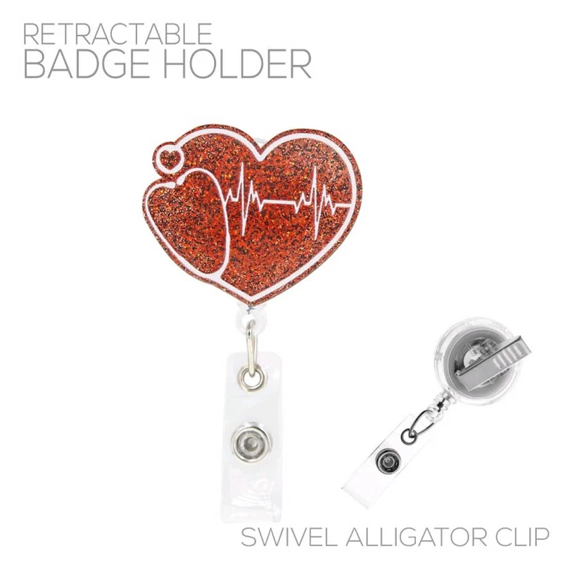 Heart Cardiac Retractable Badge Holder