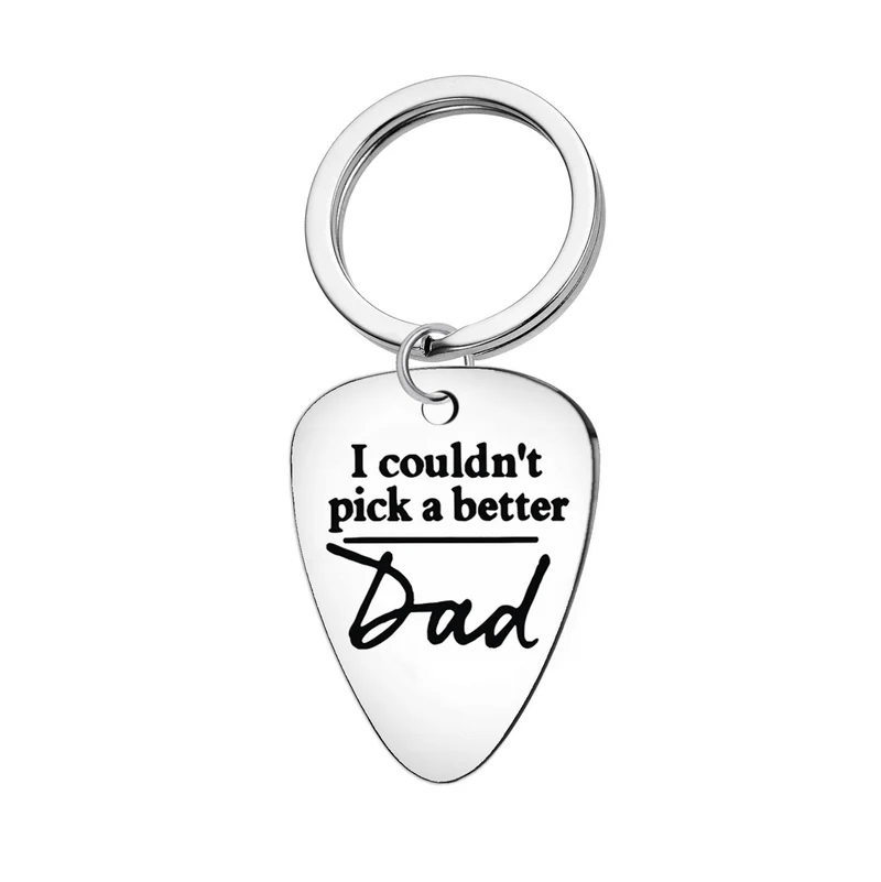 Guitar Pick Dad Stainless Steel Keychain