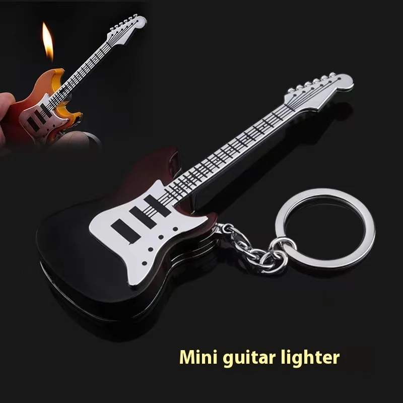 Guitar Shape Refillable Lighter Keychain