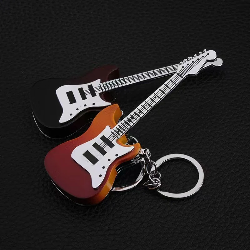 Guitar Shape Refillable Lighter Keychain