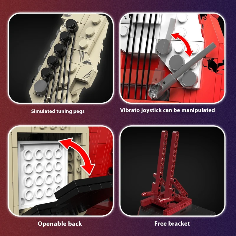 Rock Electric Guitar Music Assembling Building Blocks Bluetooth Speaker