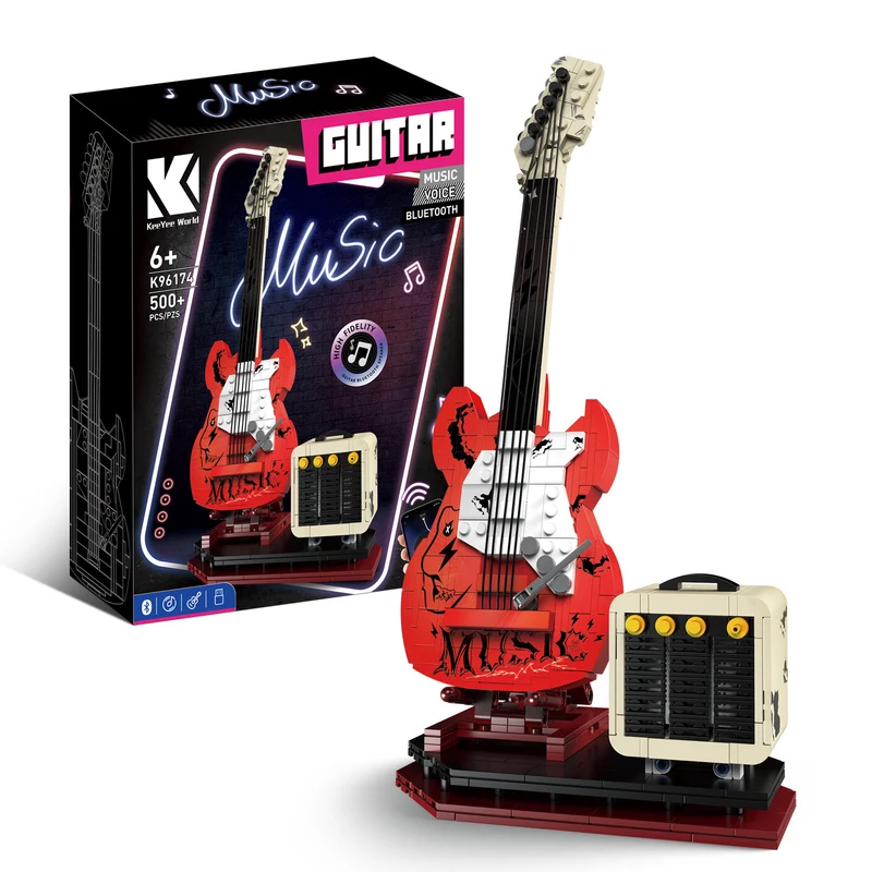 Rock Electric Guitar Music Assembling Building Blocks Bluetooth Speaker