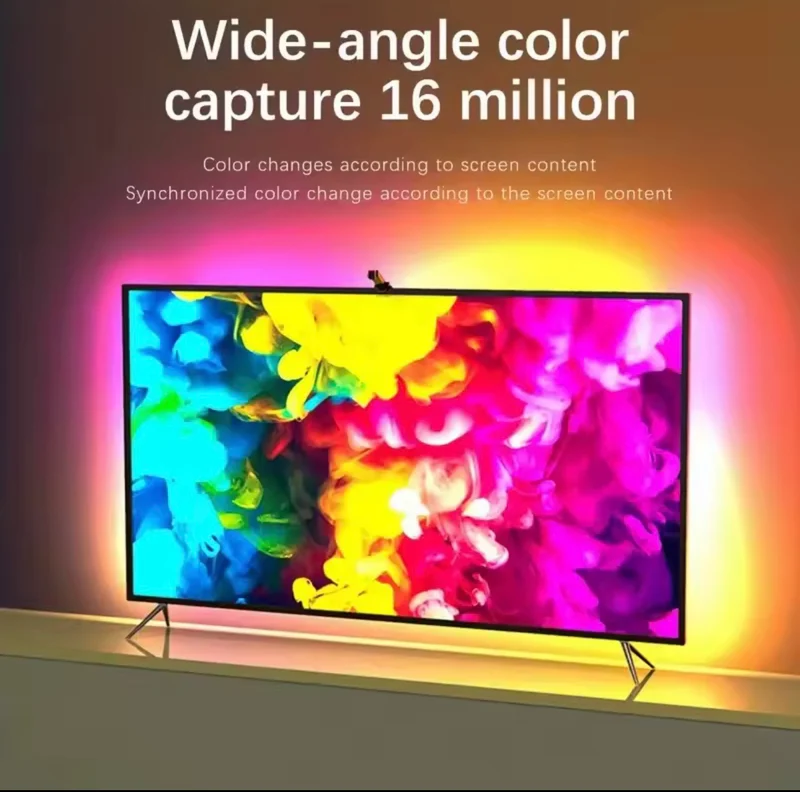 RGBIC LED TV Backlight Strip with Camera App Control Music Sync Smart Lights for Gaming Room 55-75inch Ambient Lighting