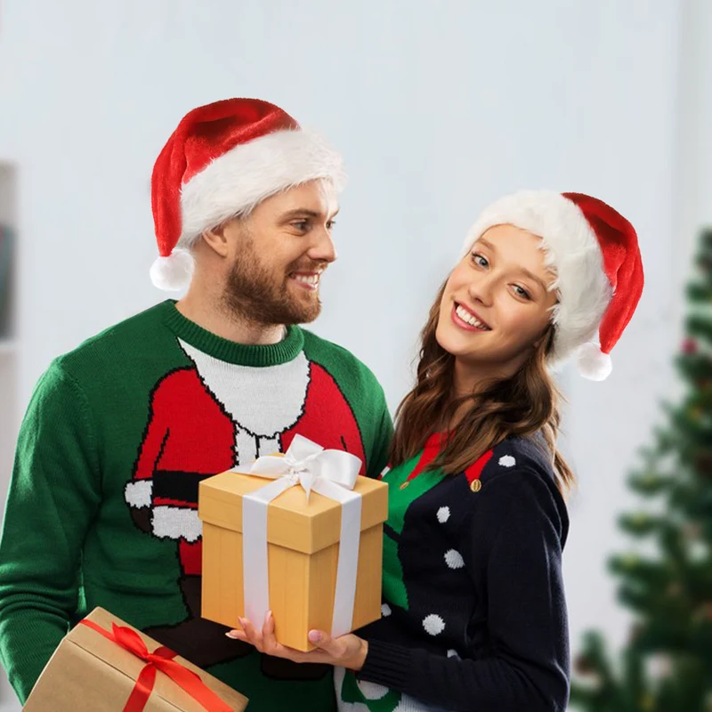 Christmas Hat LED Light Plush Luminous Santa Hat