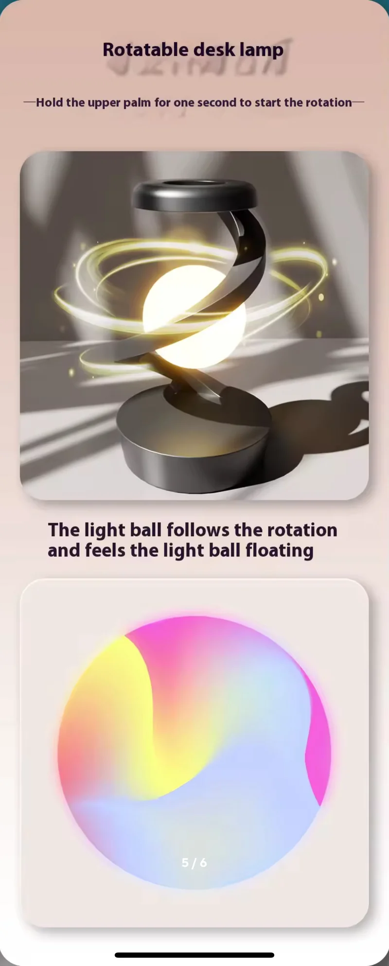Rotating Moon Desk Lamp With Phone Wireless Charging Sensor Control Table Lamp