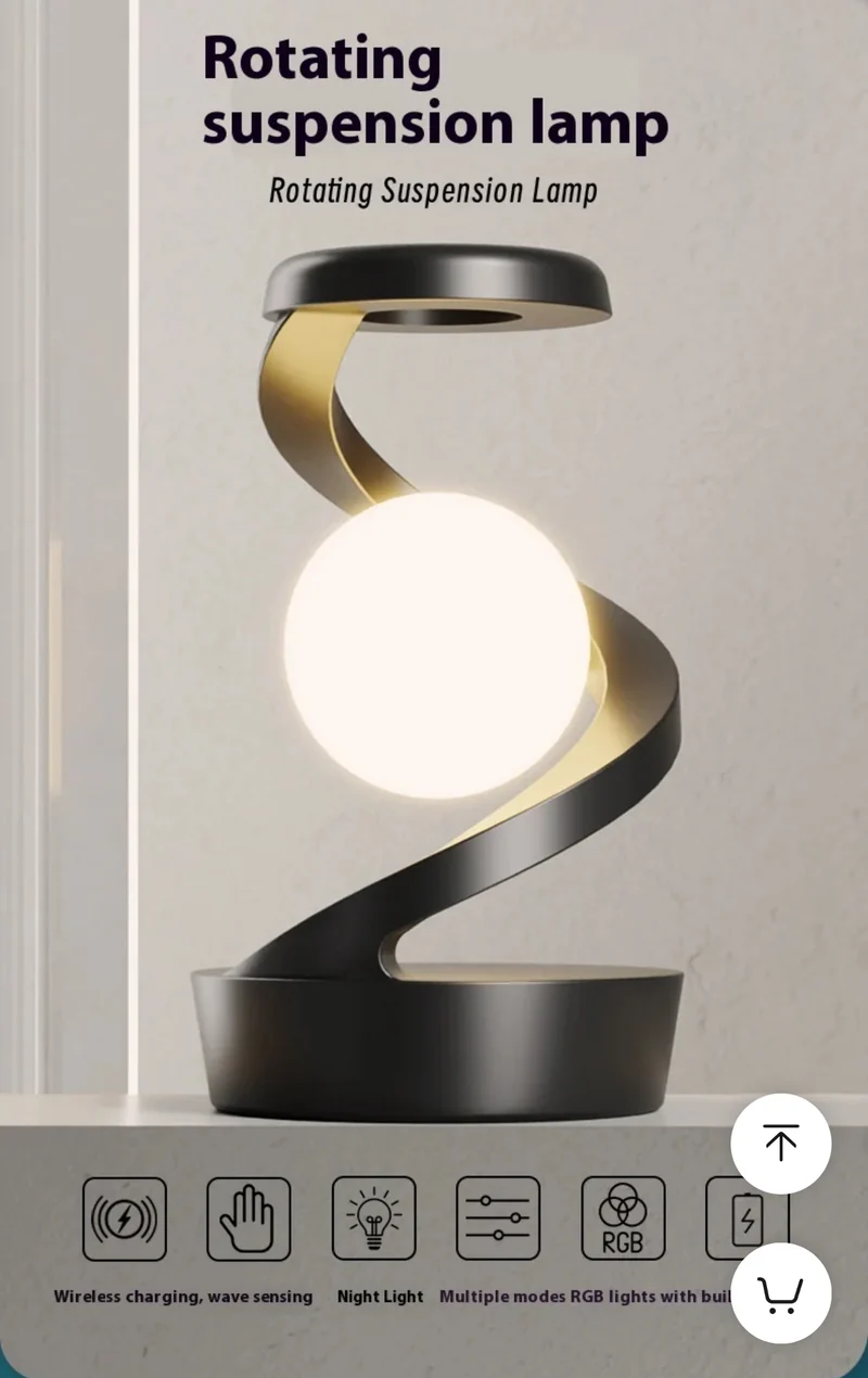 Rotating Moon Desk Lamp With Phone Wireless Charging Sensor Control Table Lamp