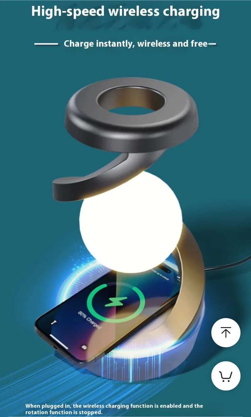 Rotating Moon Desk Lamp With Phone Wireless Charging Sensor Control Table Lamp