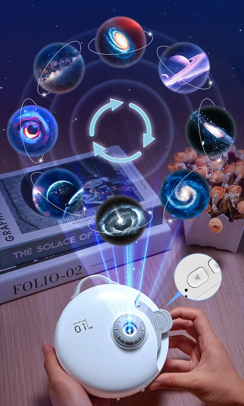 Starry Night: HD Focus Galaxy Projector with Built-in Bluetooth and white noise