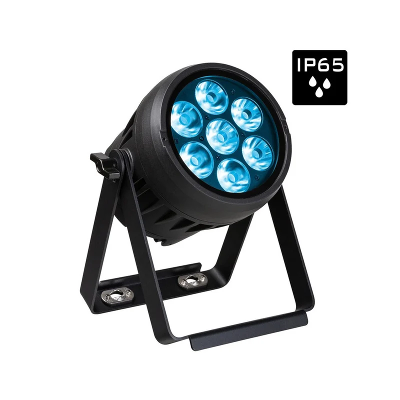 Briteq IP65 round 7 x 10 W RGBL ACCU projector + WDMX, battery operated