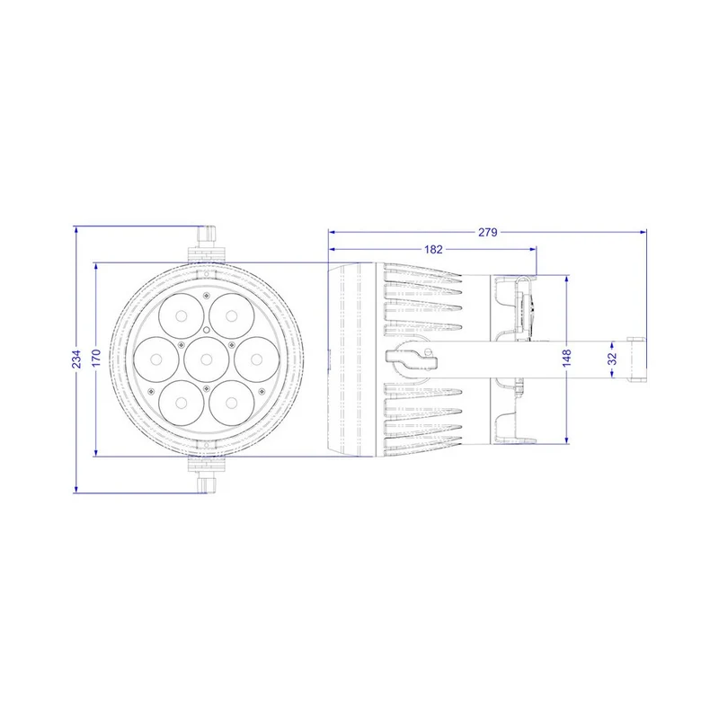 Briteq IP65 round 7 x 10 W RGBL ACCU projector + WDMX, battery operated