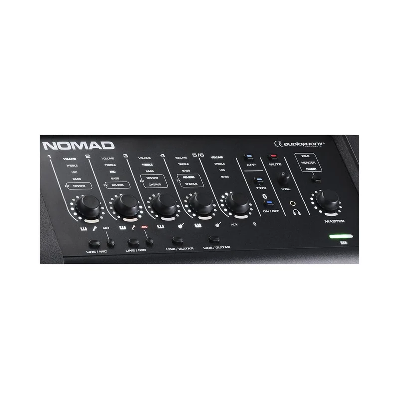 Audiophony 200 W battery-powered PA system, 8" coaxial speaker + 1'', 5-channel mixer with reverb + chorus, BT5.0 TWS and App