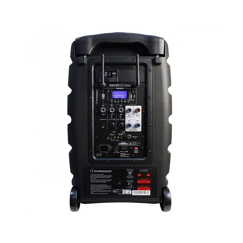 Audiophony 250 W RMS active battery-powered portable loudspeaker, 12" LF + 1.35" HF, USB / SD / BT5.0, talkover, effects