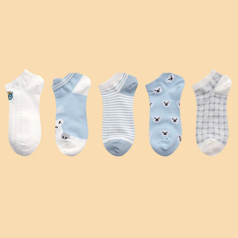 Embroidered Cartoon Boat Socks (10 Pairs)