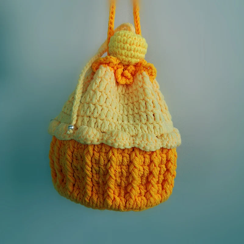 Strawberry Cupcake Knitted Bucket Bag