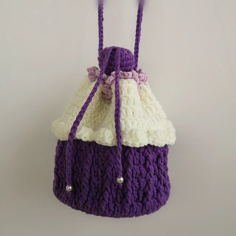 Strawberry Cupcake Knitted Bucket Bag