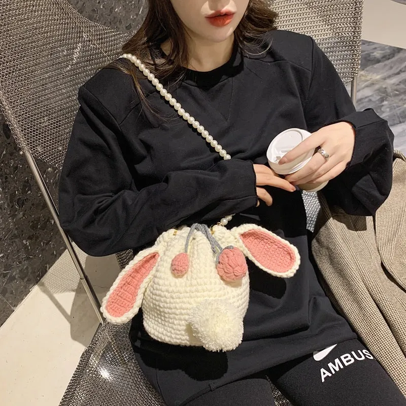 Crochet Bunny Wool Shoulder Bags