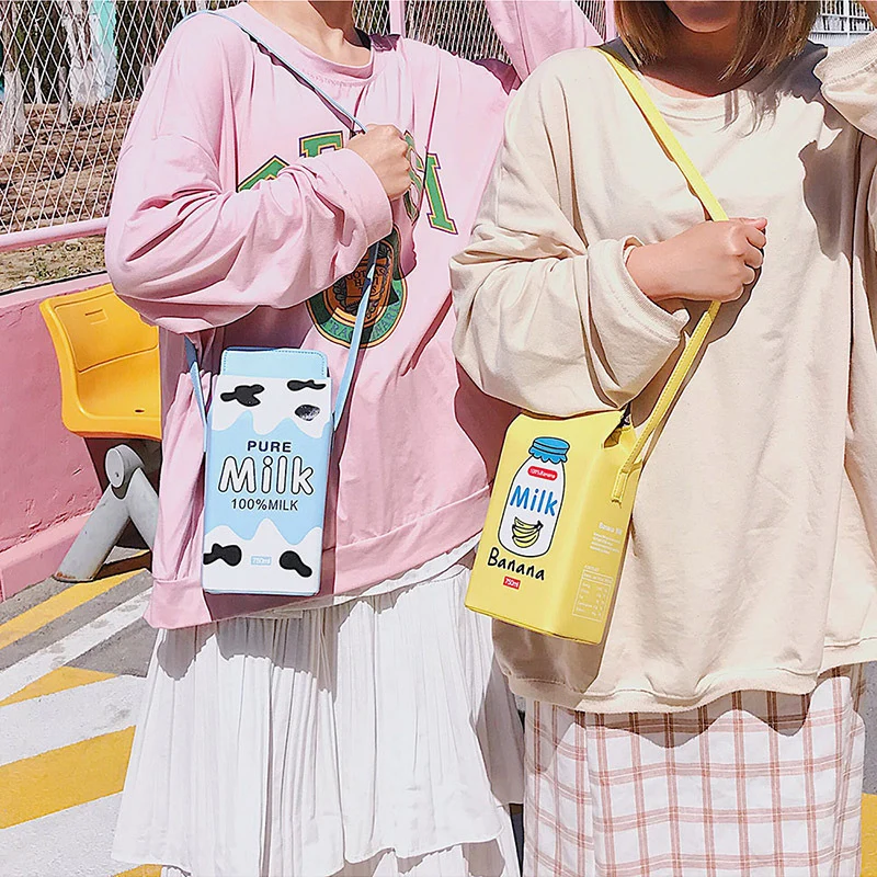 Milk Carton Shape Shoulder Bags
