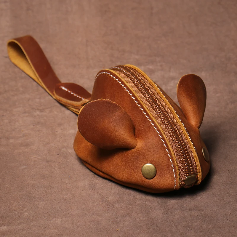 Genuine Leather Mouse Coin Purse Key Storage Bag