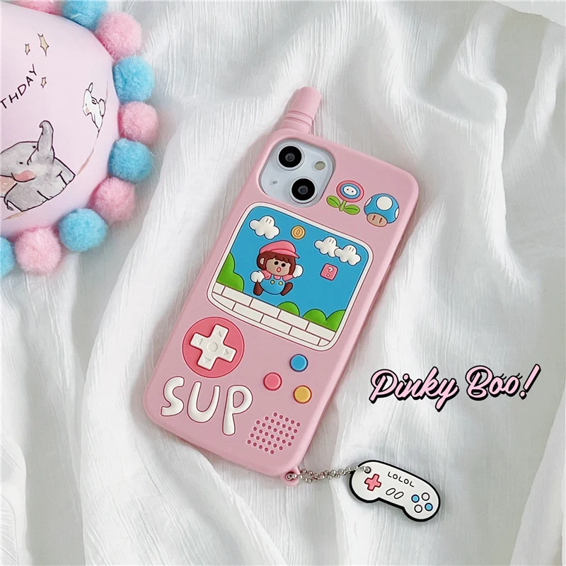 Cute Pinky Boo Cartoon Game Machine iPhone Case