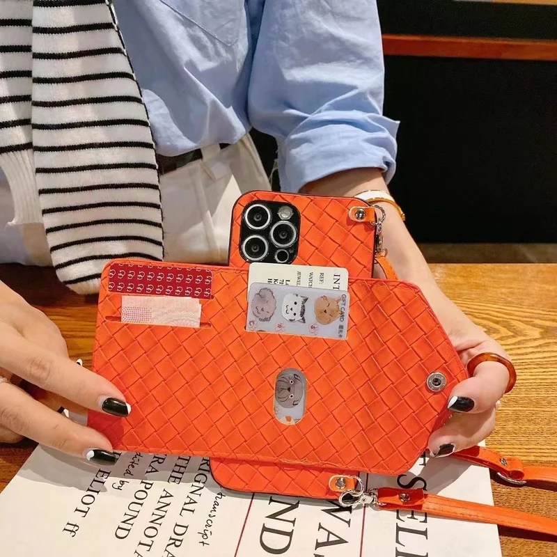 Woven Card Holder Crossbody iPhone Case