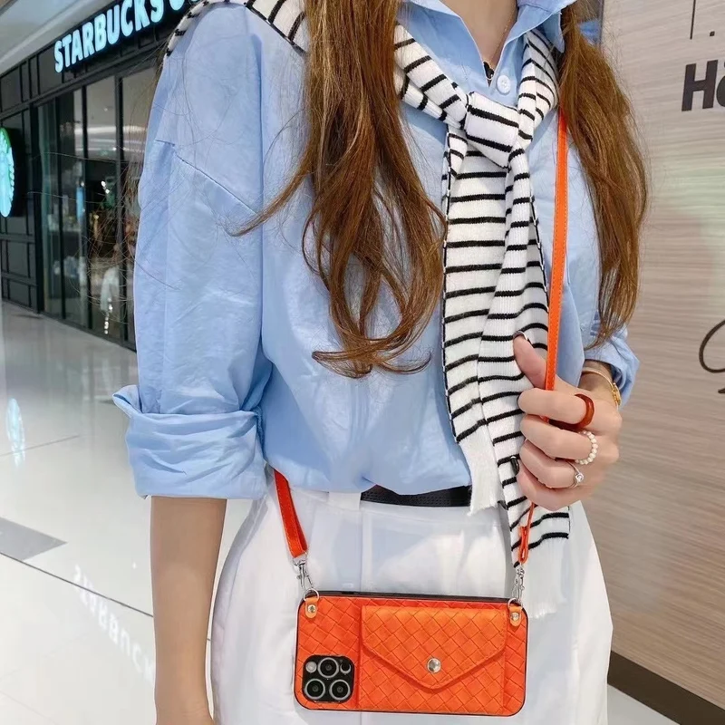 Woven Card Holder Crossbody iPhone Case