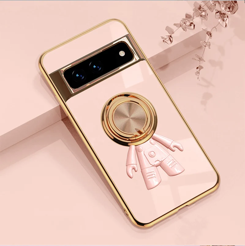 Creative Astronaut Ring Bracket Spaceman Electroplated Silicone Google Pixel Protective Case
