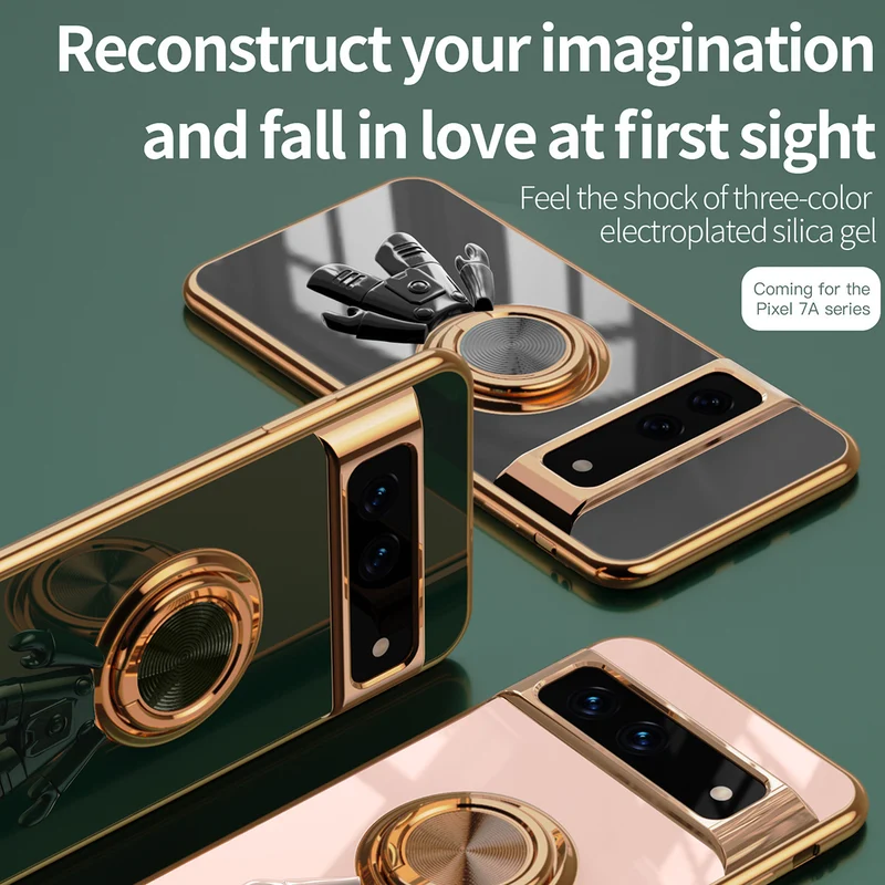Creative Astronaut Ring Bracket Spaceman Electroplated Silicone Google Pixel Protective Case