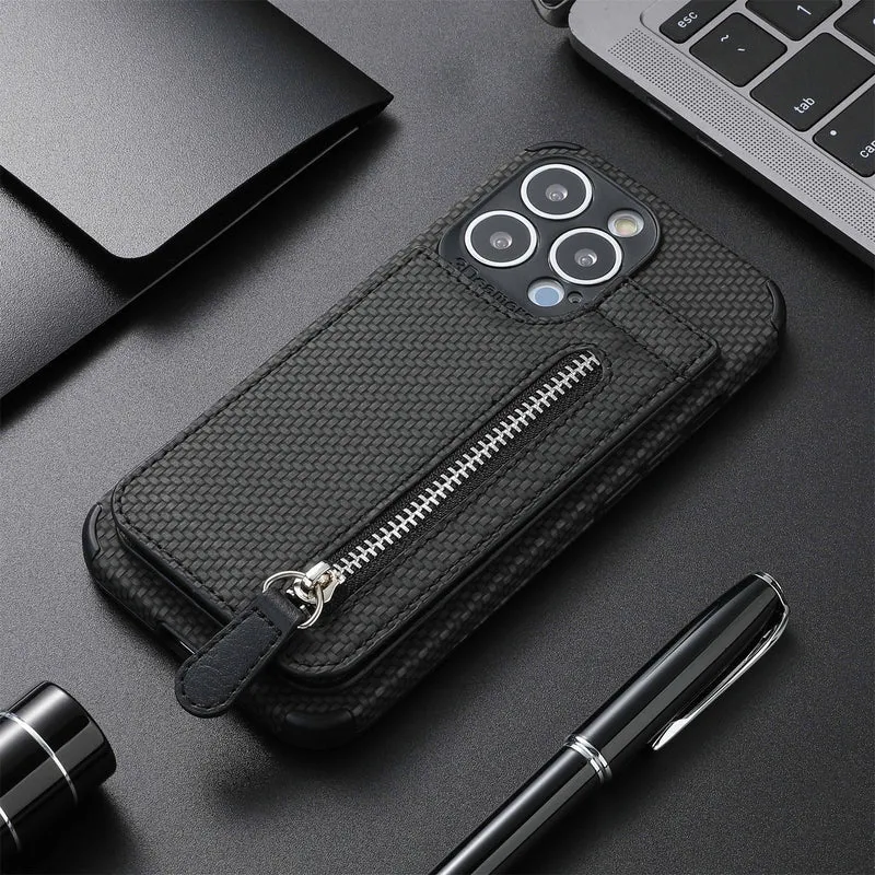 Woven Print Leather Card Wallet iPhone Case