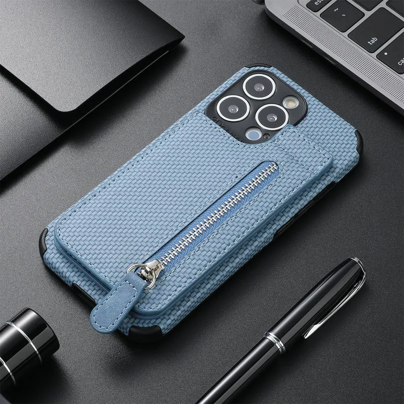 Woven Print Leather Card Wallet iPhone Case