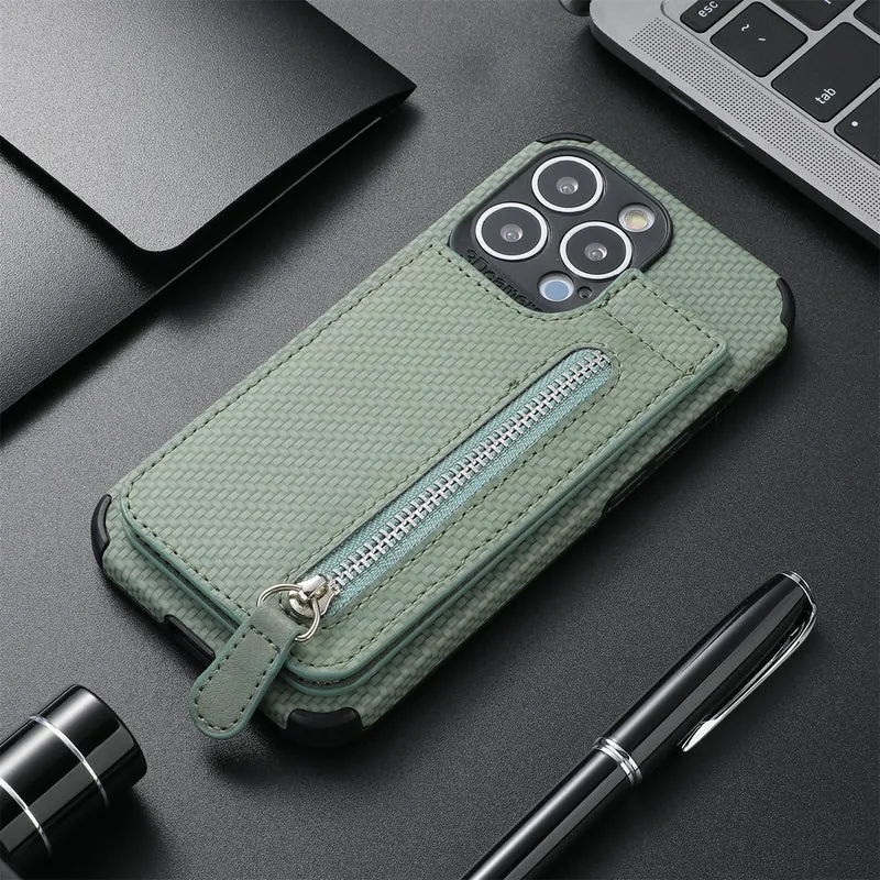 Woven Print Leather Card Wallet iPhone Case