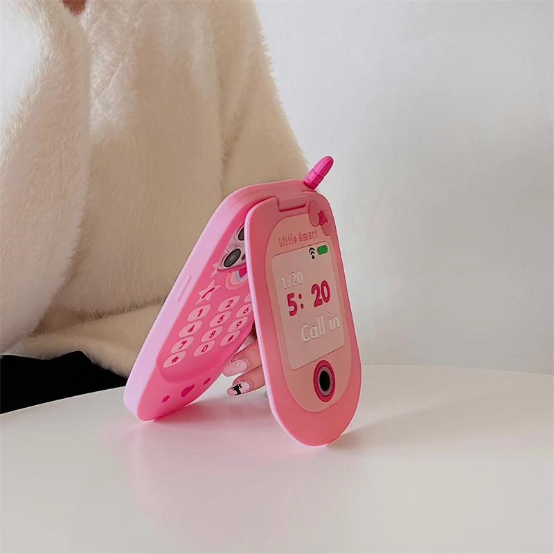 Cute Girly Flip Phone Shape Mirror iPhone Case