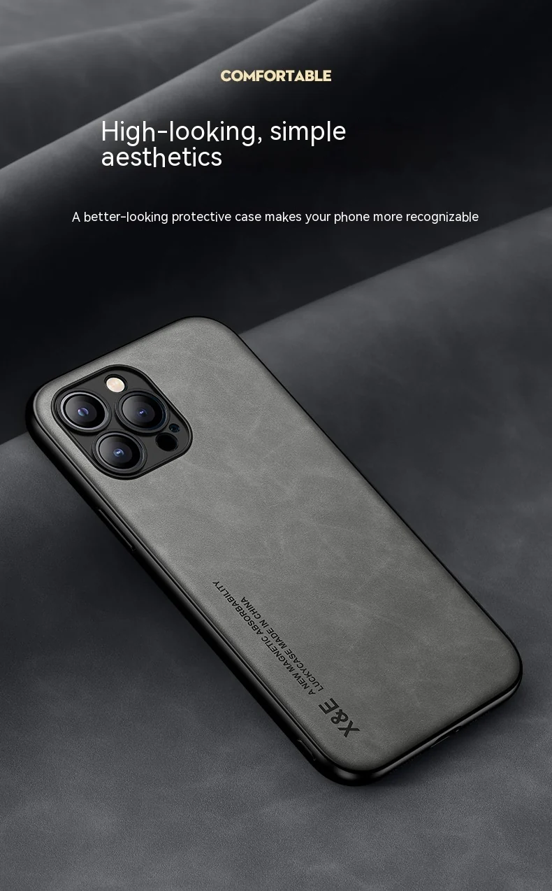Simple Magnetic Leather iPhone Case