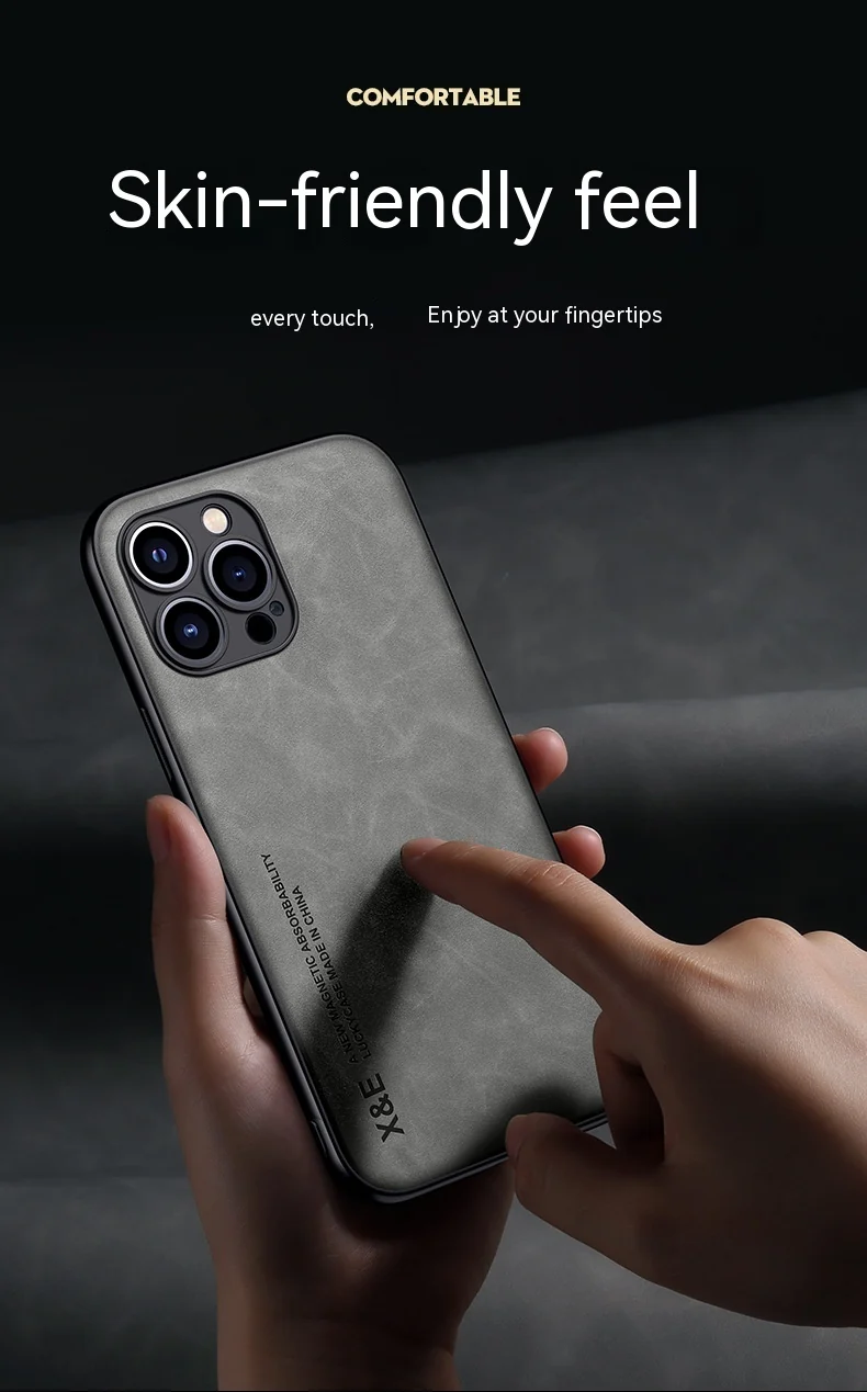 Simple Magnetic Leather iPhone Case