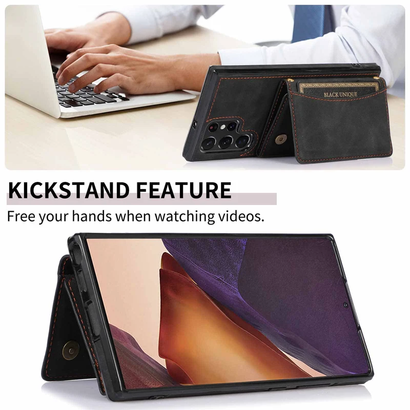 Three-Fold Wallet Leather Samsung Phone Case