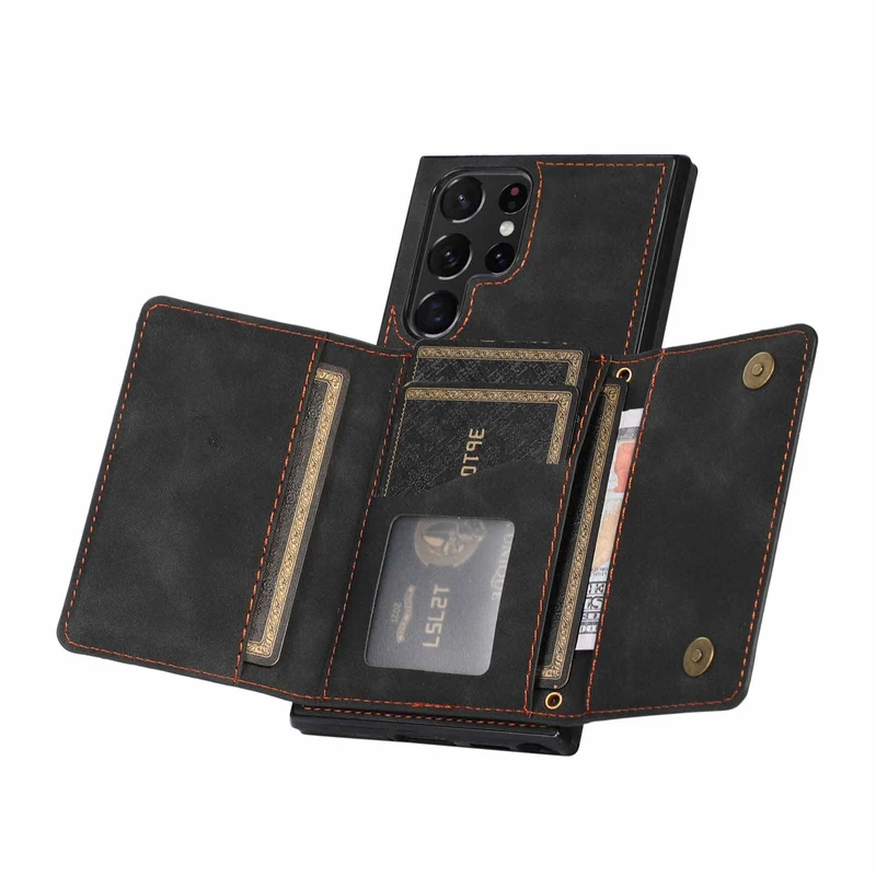Three-Fold Wallet Leather Samsung Phone Case
