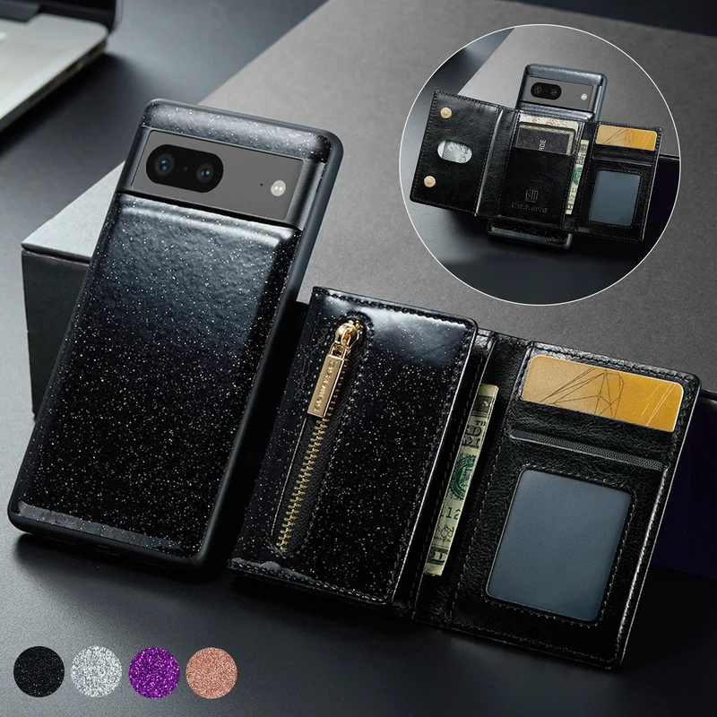 Magnetic Wallet Glitter Leather Protective iPhone Case