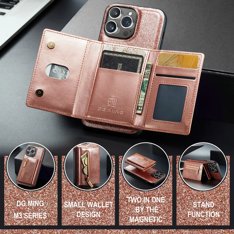 Magnetic Wallet Glitter Leather Protective iPhone Case